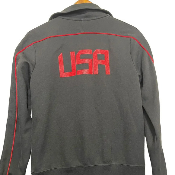 Nike Team USA Soccer Full-Zip Jacket Size Medium Black Red Trim Athletic - Picture 3 of 6
